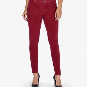 Kut from the Kloth Diana Skinny Red/Burgundy Corduroy Pants Straight Leg Size 6